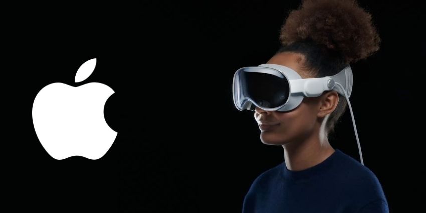 Female wearing an Apple Pro headset