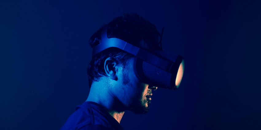 Man with a VR headset on