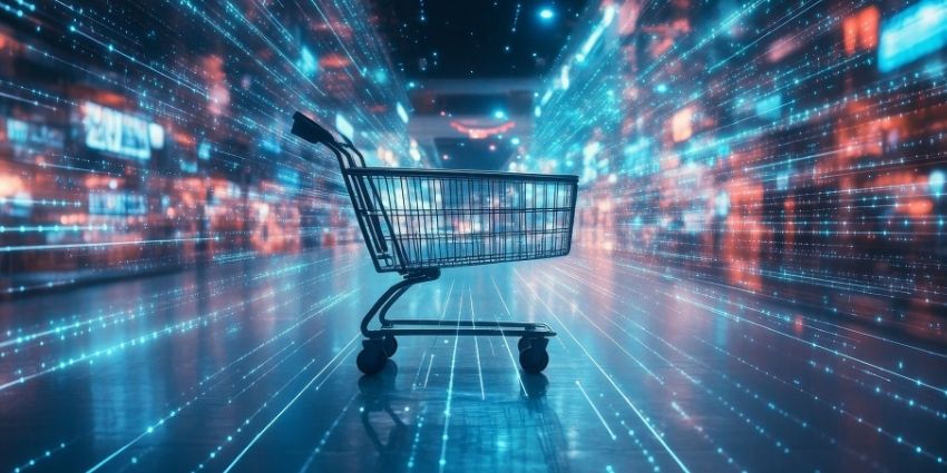 Trolley in the middle of a virtualised background
